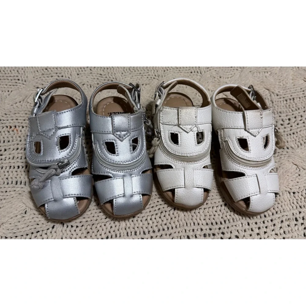 Billy Footwear Adaptive Sandals Lot 2 Pairs Silver White Toddler 8M BT22134-100